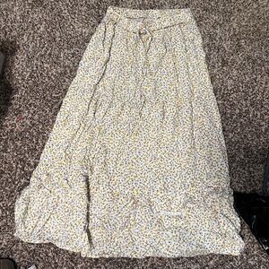 Floral Maxi Skirt - Yellow and White